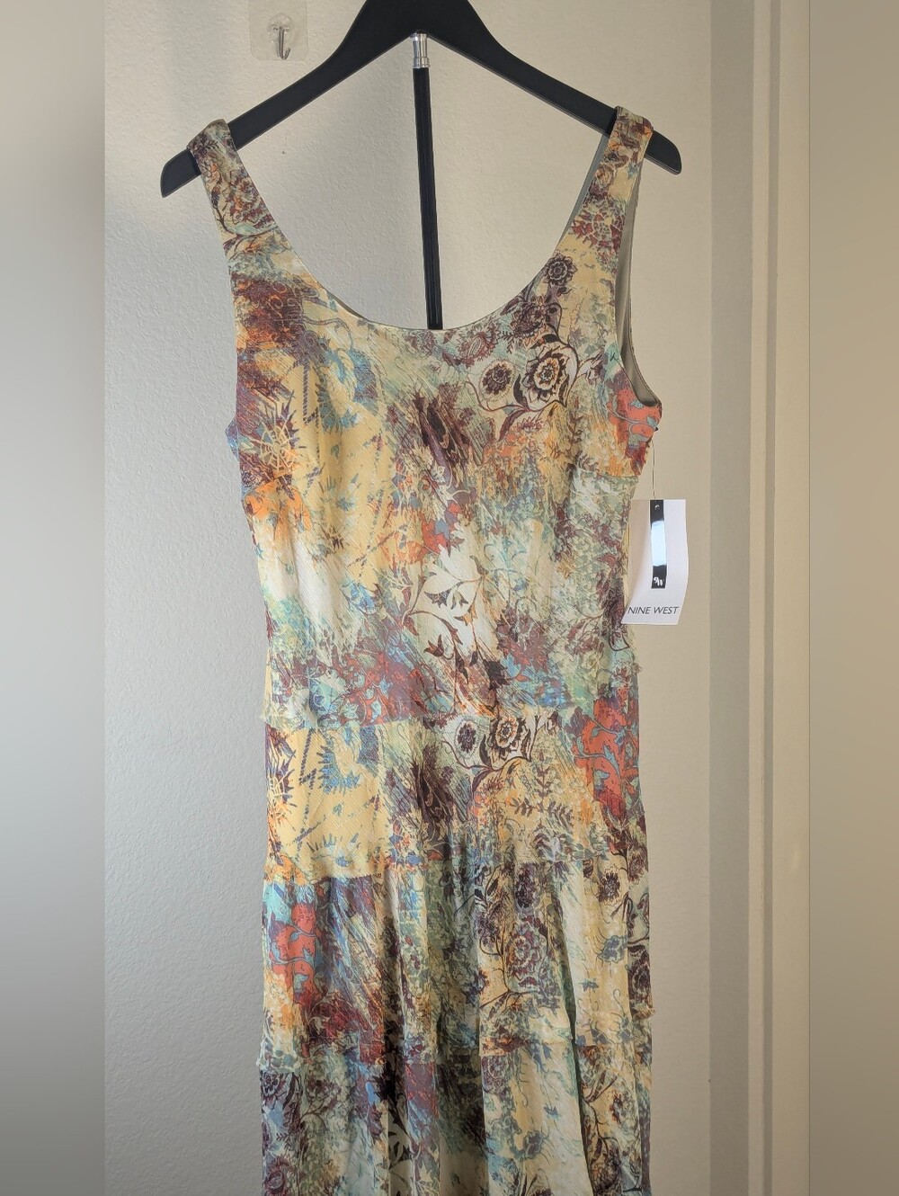NWT Nine West Floral Sleeveless Midi Dress Asymmetrical Hem Size 8